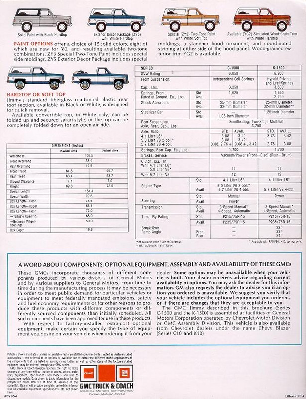 1980 GMC Jimmy Brochure Page 5
